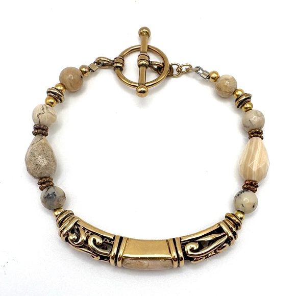 Studio Barse Natural African Opal & Golden Bronze Southwestern Toggle Bracelet - Picture 3 of 7